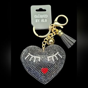 Black & Silver Rhinestone Heart Keychain Bag Charm – Glam Bling Accessory